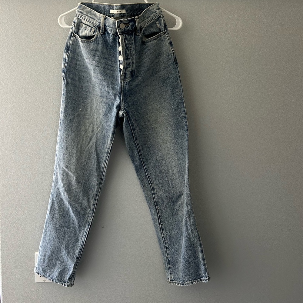PacSun High Rise Straight Leg Jeans. Blue denim. Lightly worn
